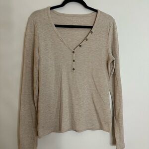 American Eagle Outfitters Beige Long Sleeve Tee
